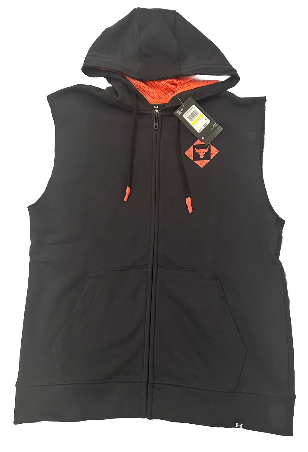 NWT Project Rock Heavyweight Terry Sleeveless Full-Zip Hoodie Men’s Medium Black