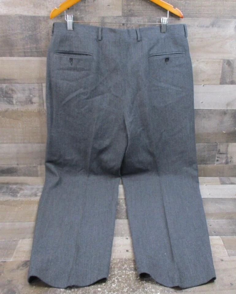 Pantalones de vestir de lana Luciano Barbera 52 EE. UU. 38x32 gris plisado con puños Foto 2 de 4