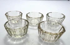 Lot of 5 Vintage Clear Glass Open Salt Cellar Dips Starburst bottom