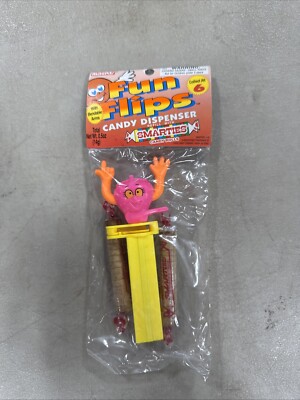 VTG 1994 Alberts FUN FLIPS Candy PEZ LIKE Dispenser Container STRAWBERRY B2
