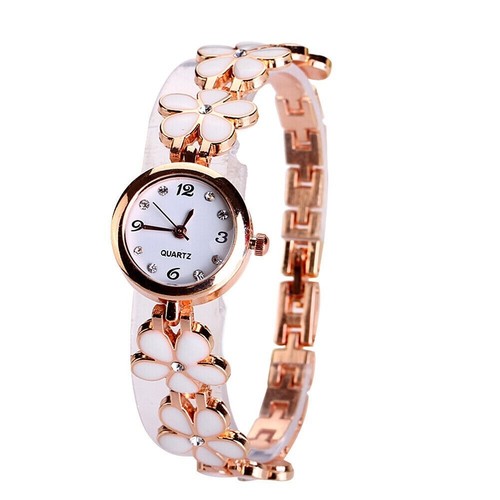 x3 Enamel & Gem Stone Daisy Watches Quartz Ivory Pink Black Fun Floral Fashion - Picture 4 of 5