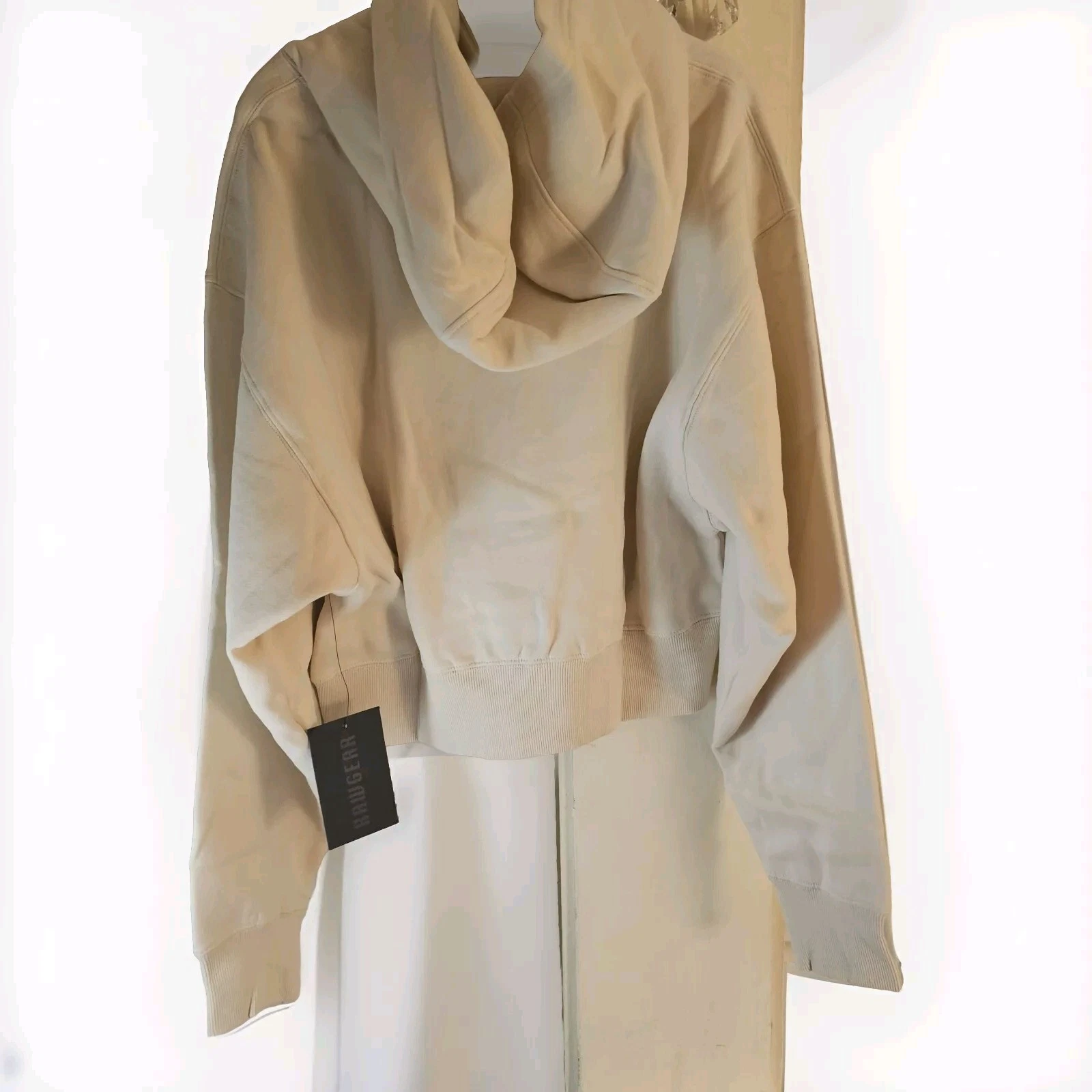 OFF WHITE Rawgear Felpa Donna Cropped Wolf Pack Patch Logo Ricamato Crema Tg LG Nuova con etichette