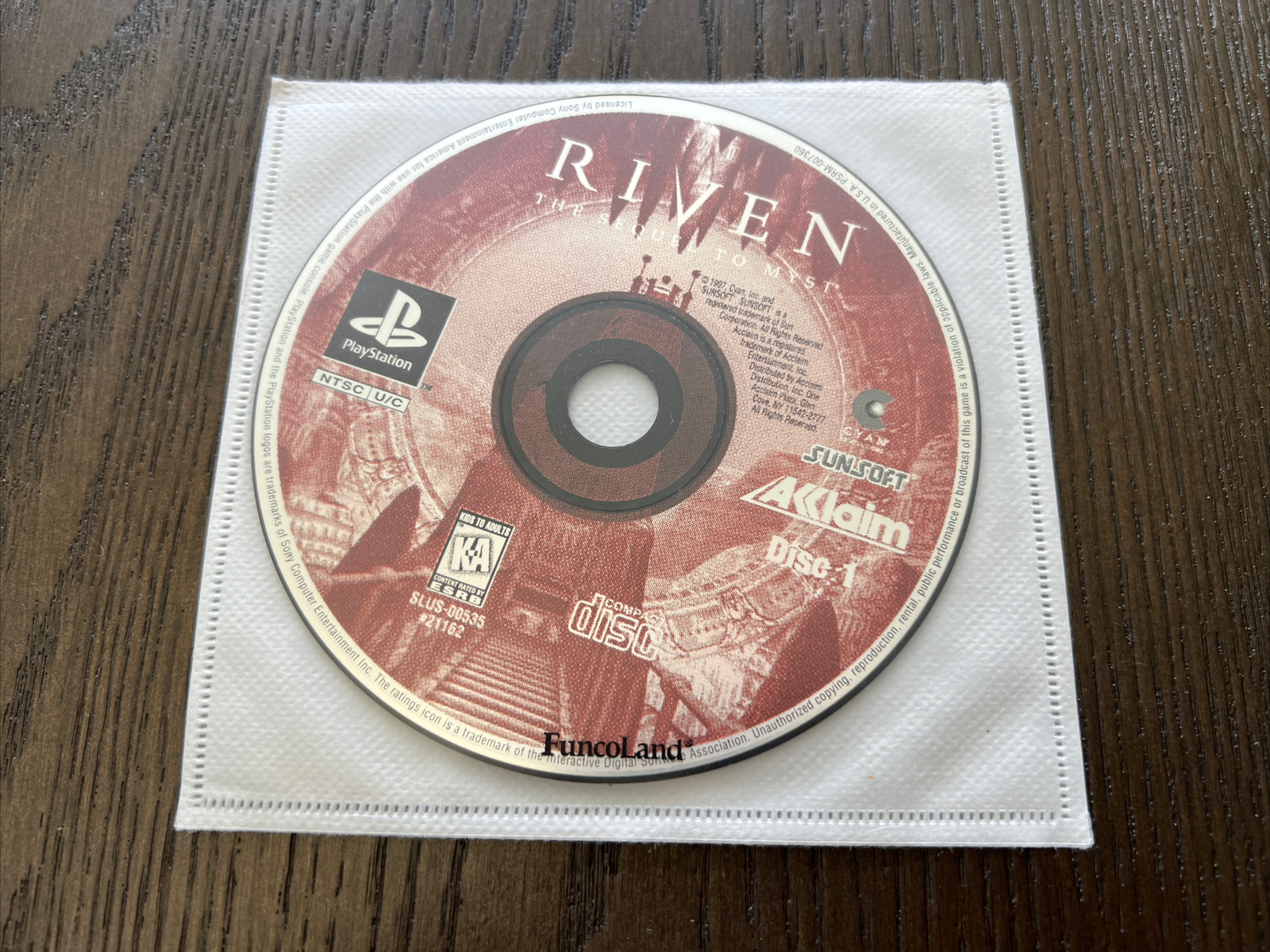 Jeu PS1 Riven - Version PAL PlayStation 1 - Bon état, Disque Et Boîtier Inclus