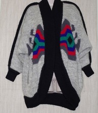 PASCALI Vintage Oversize Mohair Blend Gray Multicolored Cardigan Women's coat