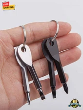 2pcs Mini Key-Shaped Screwdrivers Slotted & Phillips Portable Tool Set