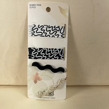 Brand New Scunci By Conair 12 Pack Of Black  White Metal  Enamel Bobby Pins