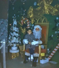 Vintage Stereo Realist Photo 3D Slide CHRISTMAS Boy on Santa's Lap