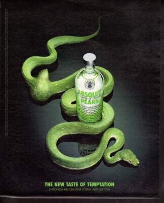 Vintage print ad advertisement Alcohol Absolut Vodka Pears Taste of Temptation