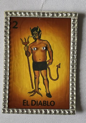 Lotería Mexicana Hand-crafted Decorated Card Ornament: El Diablo