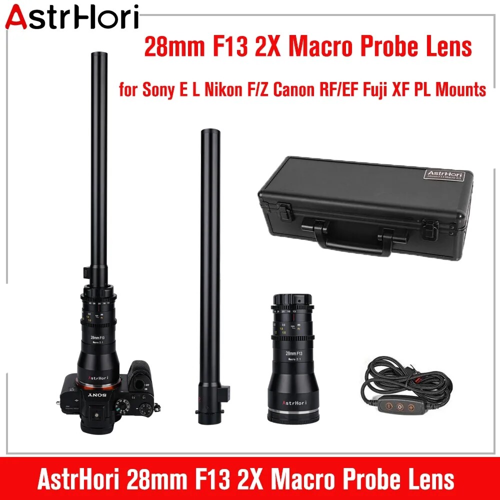AstrHori 28mm F13 2X Full Frame Macro Probe Camera Lens 90° for Sony E-Mount