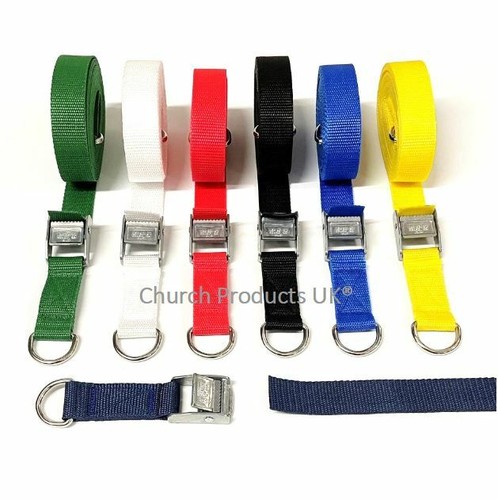 Metal Cam Buckle Strap With D-ring Each End Tie Down 25mm Webbing 1m - 3.5m - Picture 3 of 46