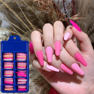 100 Stück Coffin Nail Tips Long Square French Fake False Nails Full Cover Us -