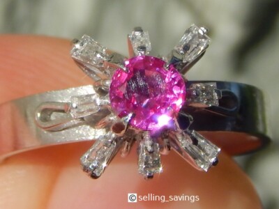 900 PLATIN 0,73 TCW RUBIN & DIAMANT STARBURST HALO RINGGRÖSSE 5,25 - 4,5 GRAMM
