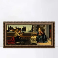 Framed Canvas Giclee Print Annunciation by Leonardo da Vinci Wall Art 20"x40"