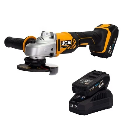 JCB TOOLS JCB Cordless Angle Grinder 115mm with 2 x 2.0Ah Battery & Fast Charger 18V