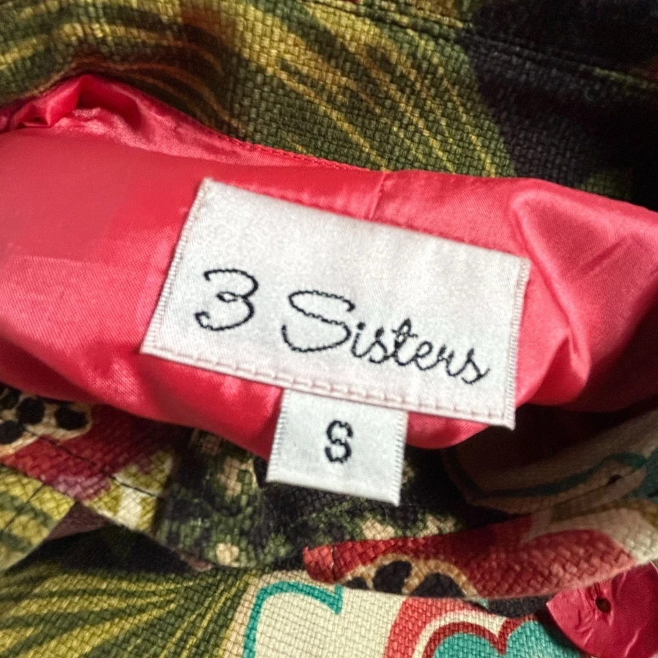 Chaqueta Abrigo 3 Sisters Mujer Estampado Floral Botón Frontal Pequeña Algodón Hecha en EE. UU. Foto 4 de 4