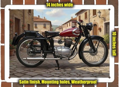 Metal Sign - 1949 Gilera 125 Tourismo Motorcycle Oil Painting - 14x10