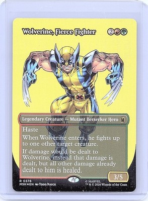 Wolverine, Fierce Fighter (Borderless) Foil R Marvel Super Heroes 378 NM
