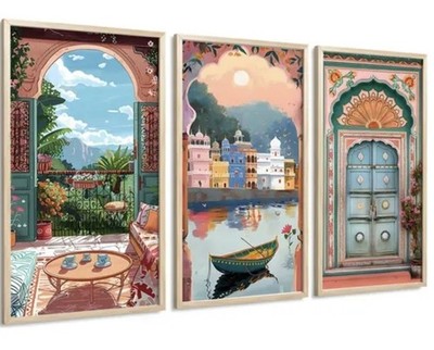 Traditionelle Wandkunst Gemälde Wandrahmen für Wohnkultur 3er Set (7x13 Zoll)