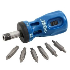 Draper 75065 Stubby Ratchet Screwdriver & Bit Set Plain Cross Slot PZ TX-STAR