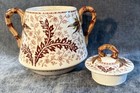 Ridgways Deak Aesthetic Japonism Mughal Flowers Bamboo Gilding Sugar Bowl 1880 — photo 3