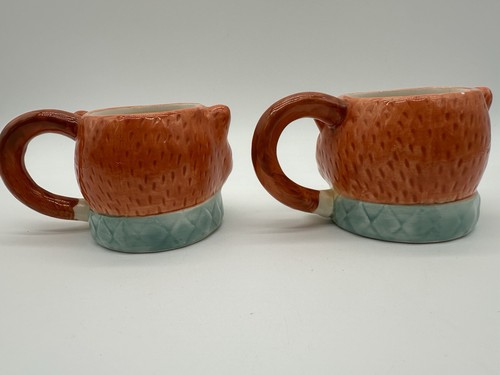 2 Tazze Invernali Testa di Volpe in Ceramica Gres Dipinte a Mano - Foto 5 di 11
