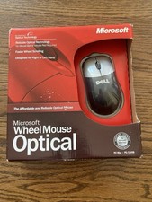 Microsoft Wheel Mouse White Optical PC / Mac PS/2 USB Black/Silver X08-71117A