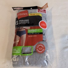 6 Pair Mens Hanes Gray Tagless Mid-Rise Briefs - Size S/P 28-30" Imperfect
