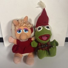 VTG 1987 Jim Henson Baby Kermit Baby Miss Piggy, Christmas Plush Toys