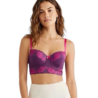 Adore me Womens Push up Underwire Bra size 34DD Pink Purple Lace  Sexy NWT
