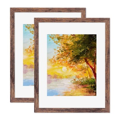 11x14 Picture Frame, Display Pictures 8x10 with Mat or 11x14 Without Mat, Bro...