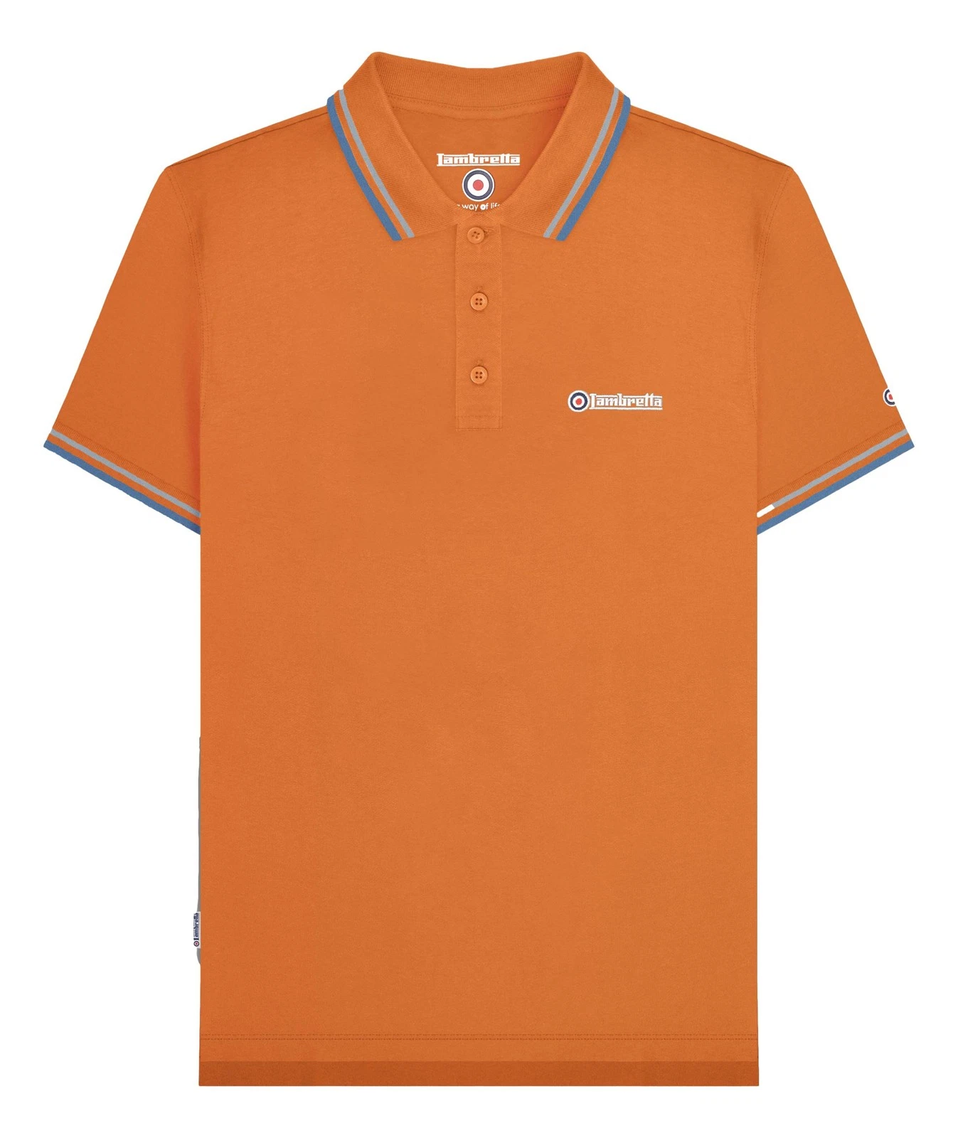 Lambretta Mens Orange Casual Classic Twin Tipped MOD SKA Polo Shirt