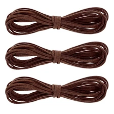 3Pcs Faux Suede Leather String, 4.4 Yards 3mm Flat Suede Cord, Dark Brown