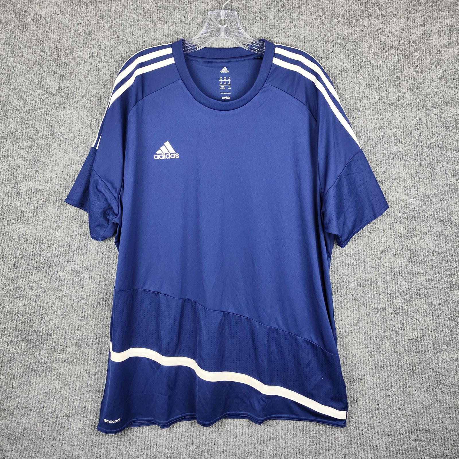 Adidas Climacool Shirt Mens 2XL Blue Soccer Jersey Three Stripes Drydye