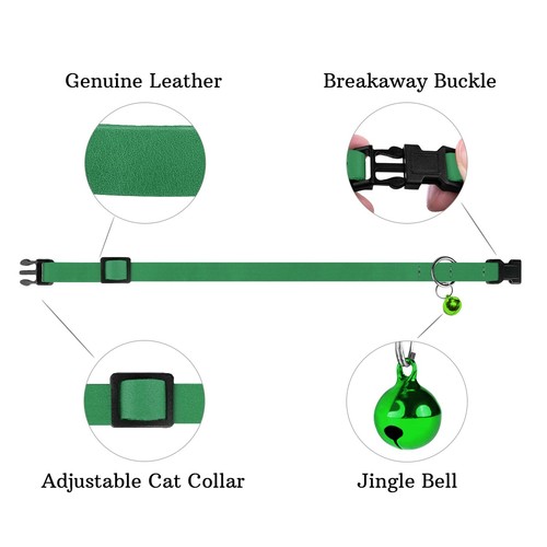 Breakaway Cat Collar Leather Soft Adjustable Pet Kitten Collars with Bell Pin... - Picture 6 of 9