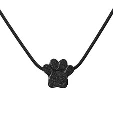 Paw Print Heart Pet Ashes Memorial Necklace For Dog Cat Ashes A-Black