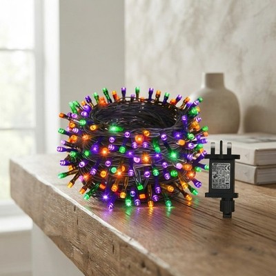 20M LED Halloween Lichterkette in Orange, Lila & Grün mit Timer - Wasserdicht
