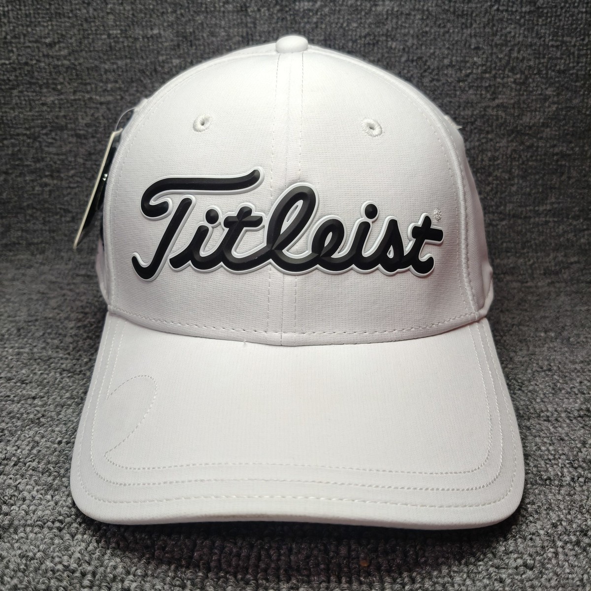 Titleist Dad Hat White Cap Script Logo Hook and Loop Strap