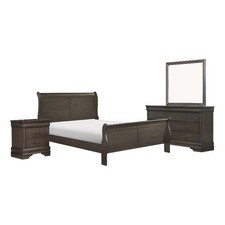 Pemberly Row 4 Piece California King Bedroom Set Brass Handles Stained Gray
