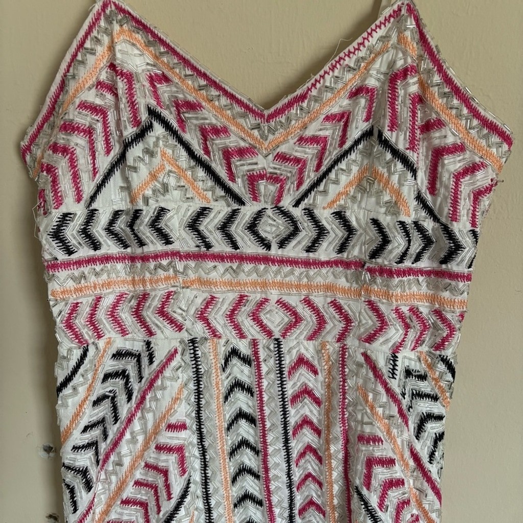 Parker Casey Beaded Patterned SequinWhite/Pink Wo… - image 10