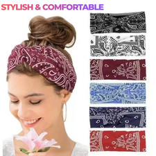 Wide Headbands for Women, Adjustable Bandana Paisley Patterns Fashion Boho Style