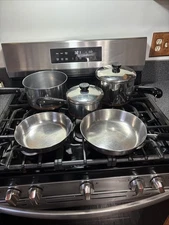 Vintage REVERE WARE 1801 Copper Bottom 7-PC Cookware Set Made In USA