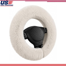 Fluffy Wool Fur Steering Wheel Cover Women Universal 14 12 To 15 Icolor White