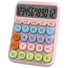 Zeno Pink Calculator – Cute Desk with Big Buttons, 12-Digit,