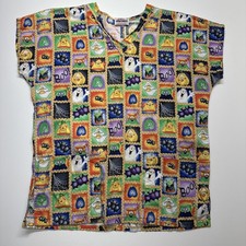 Jasco Uniform Scrub Top Halloween Cartoon