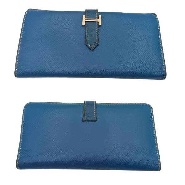 Hermes BeAn Classic Wallet Blue 17.5cm x 9cm x 1.5cm Silver JStamp US M thumbnail 2
