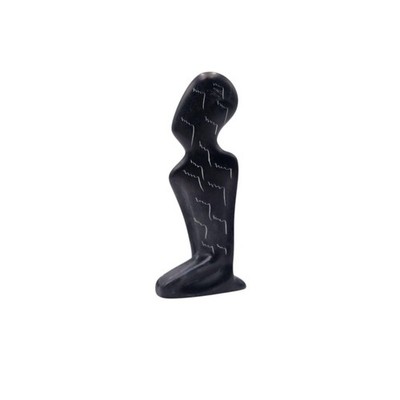 VTG Black Carved Soapstone 5.75'' Statue Figurine Abstract African Ethnic