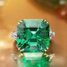 5.00 Ct Natural Emerald  Diamond Wedding Ring 925 Sterling Silver Size 6 7 8