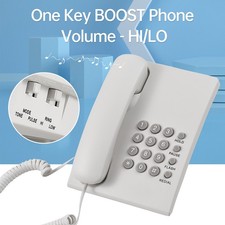 Corded Phone Compact Design Redial Function For Home Office Black