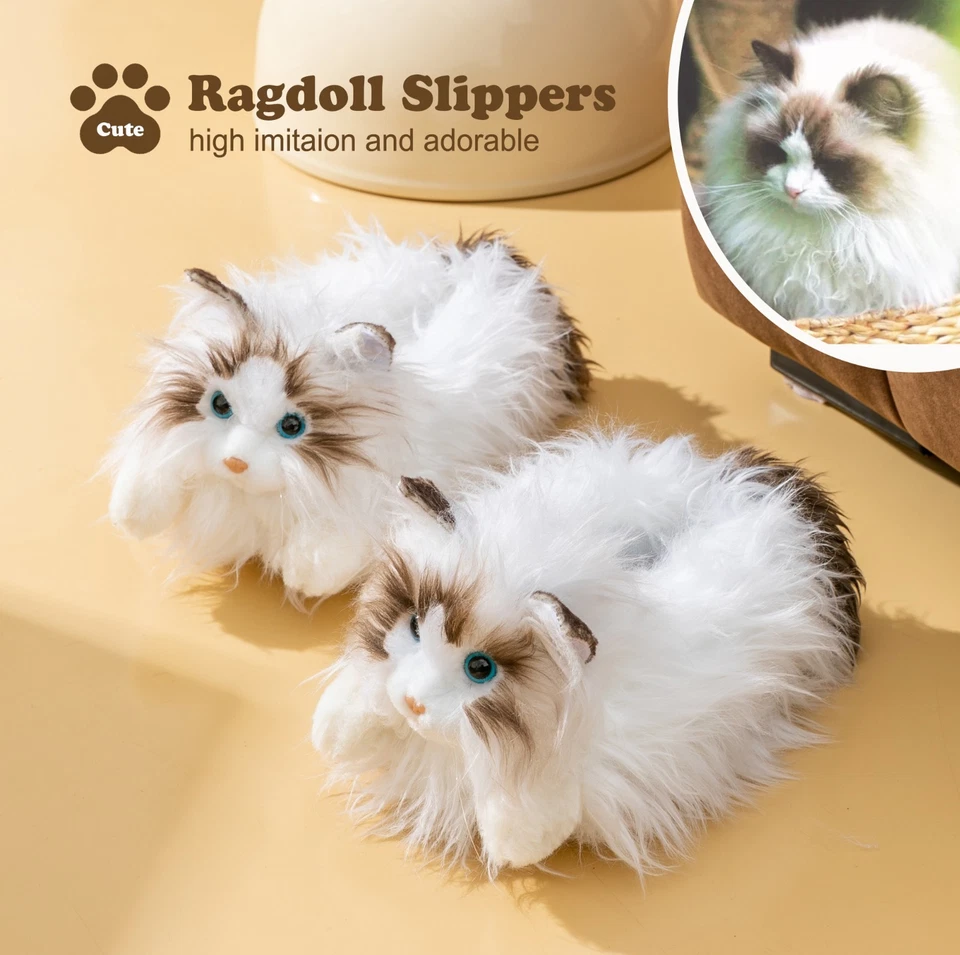 Тапочки Fuzzy Cat для женщин и мужчин, новинки домашние животные тапочки для взрослых - Изображение 3 из 4